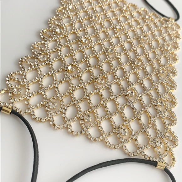 Luxury Gold Rhinestone Mask + BONUS cotton mask - Picture 3 of 5